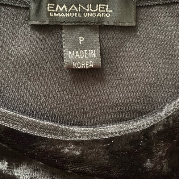 EMANUEL UNGARO TOP TANK BLACK VELVET SLEEVELESS STRETCH BATEAU NECK SIZE S (P) - Picture 7 of 9